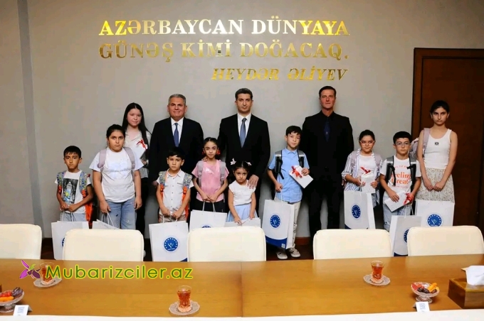 Naftalanda yeni dərs ili ərəfəsində məktəbli şəhid və qazi övladları ilə görüş keçirib