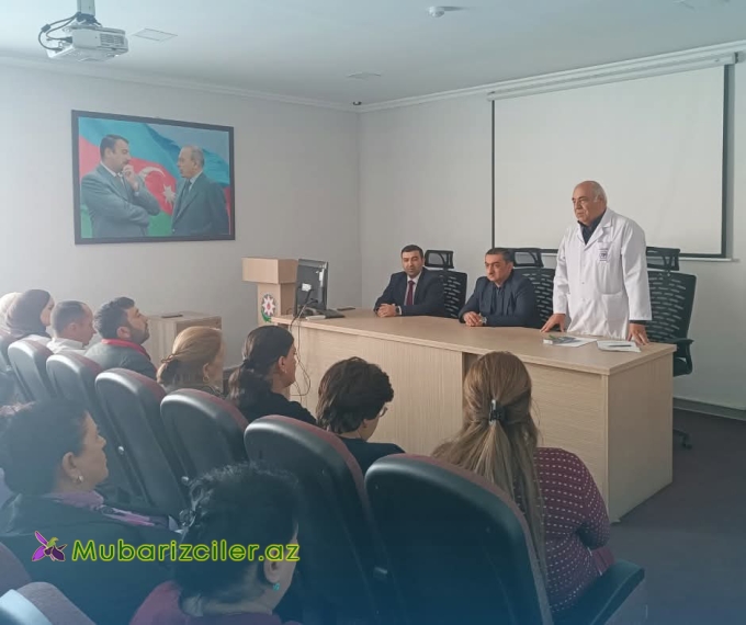 Mingəçevir Şəhər Mərkəzi Xəstəxanasında tibb müəssisəsində çalışan şəhid ailə üzvləri və veteranların iştirakı ilə görüş keçirilib