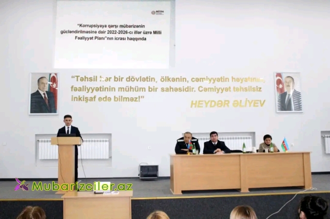 Goranboyda Təhsil sektorunun təşkilatçılığı ilə “Korrupsiyaya qarşı mübarizə” mövzusunda görüş keçirilib