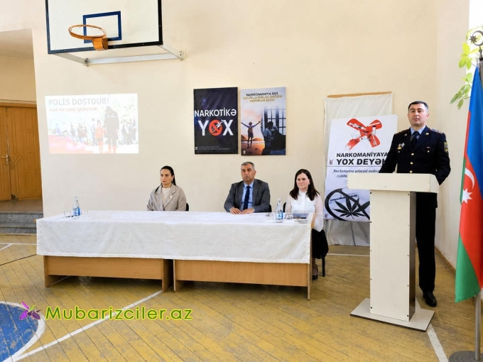 Hacıqabul Polisinin təşkilatçılığı ilə “Narkomaniyaya yox deyək” mövzusunda maarifləndirmə tədbiri keçirilib