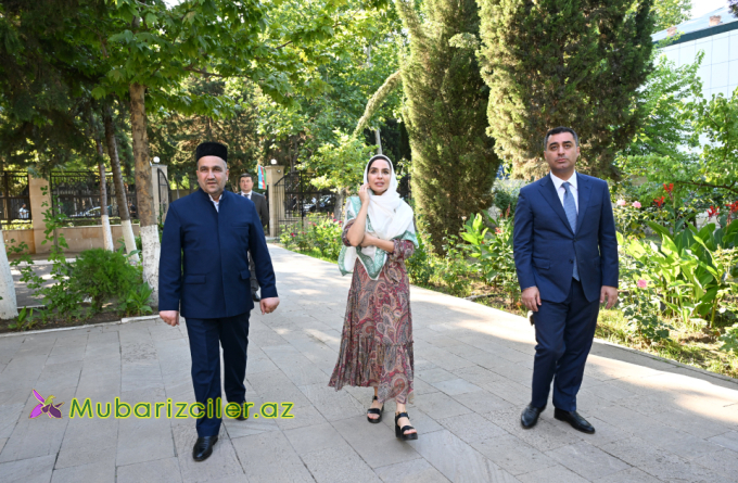 Leyla Əliyeva Yevlaxda Cümə məscidində